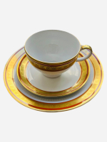 KAHLA MARKA ALTIN YALDIZ SÜSLEMELİ PORSELEN KAHVE FİNCAN TAKIMI (3 PARÇA)