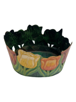 SIA İSVEÇ EL BOYAMASI LALE DESENLİ METAL KASE