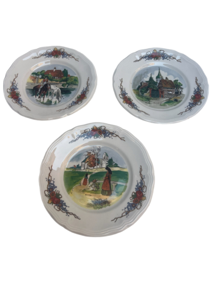 SARREGUEMINES OBERNAI DESENLİ PORSELEN TABAKLAR (3 ADET)