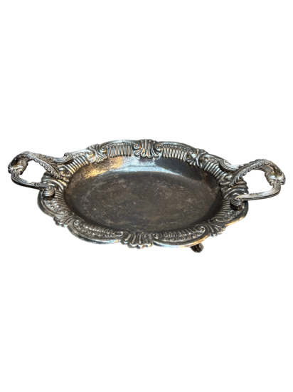 ANTİKA GÜMÜŞ KAPLAMA KULPLU SUNUMLUK