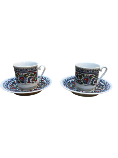 KÜTAHYA PORSELEN TÜRK MOTİFLİ İKİLİ FİNCAN TAKIMI