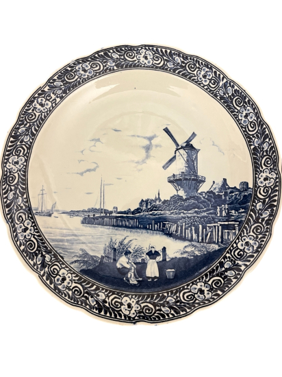 DELFTS HOLLAND EL BOYAMA BÜYÜK BOY PEYZAJ SAHNELİ PORSELEN TABAK