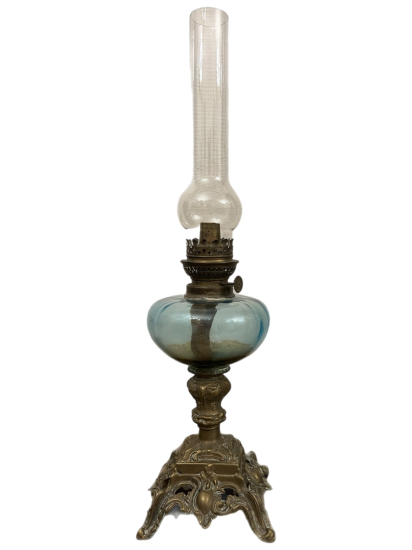 ANTİKA BRONZ AYAKLI GAZ LAMBASI