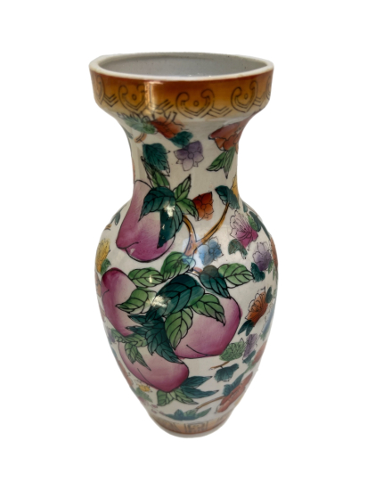 RENKLİ EL BOYAMASI DETAYLARLA BEZELİ ÇİN PORSELEN VAZO