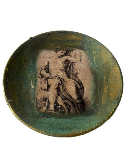 DEKUPAJ ESKİTME TEKNİKLE YAPILMIŞ DEKORATİF TABAK