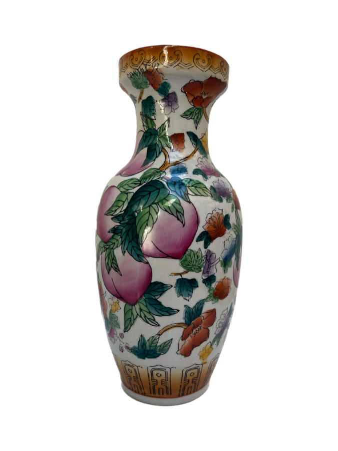 RENKLİ EL BOYAMASI DETAYLARLA BEZELİ ÇİN PORSELEN VAZO