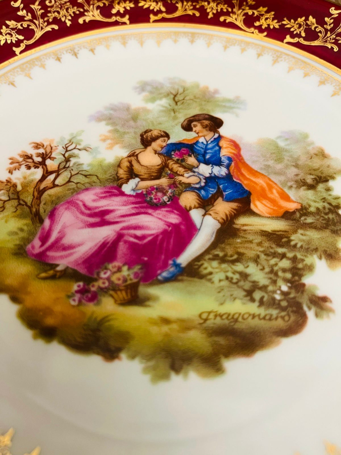  LİMOGES FRAGONARD SAHNELİ PORSELEN TABAK
