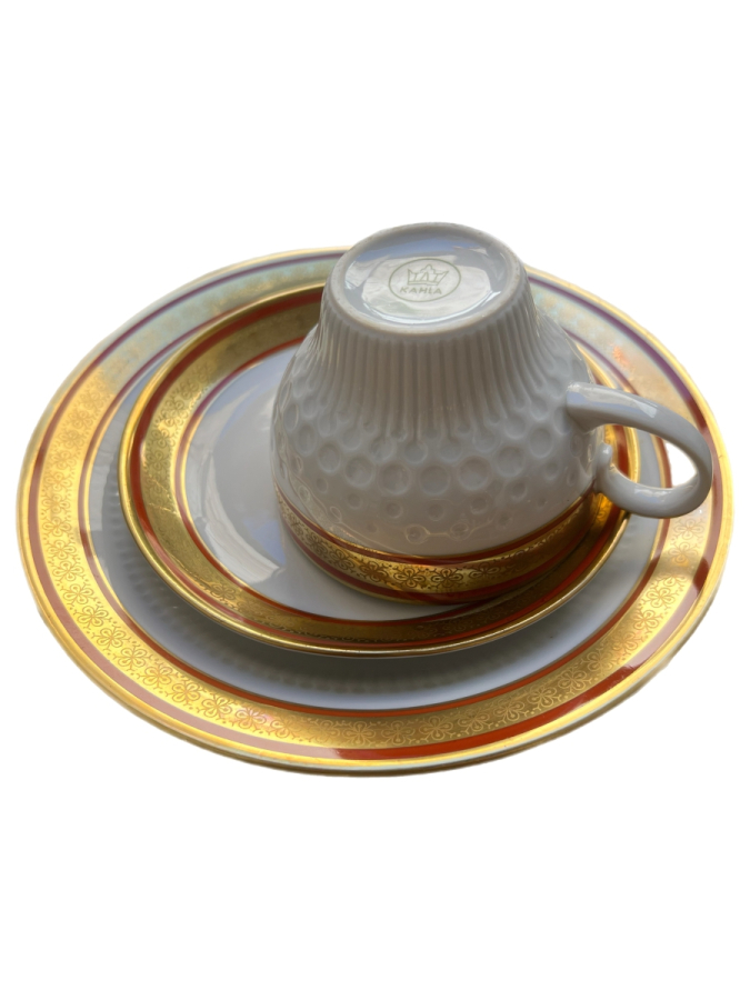 KAHLA MARKA ALTIN YALDIZ SÜSLEMELİ PORSELEN KAHVE FİNCAN TAKIMI (3 PARÇA)