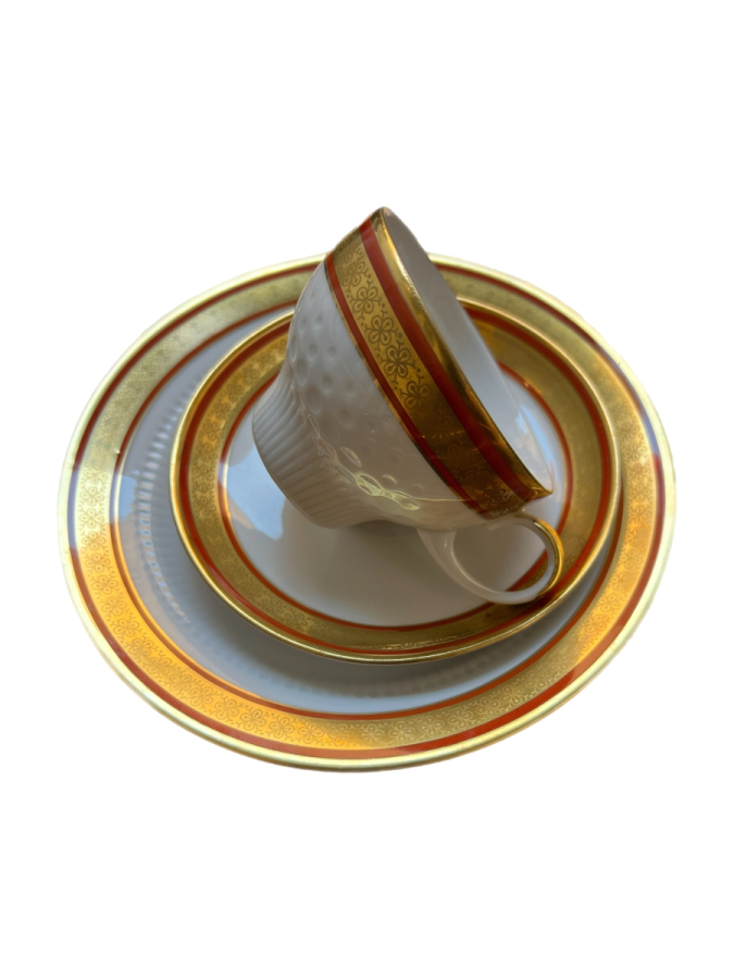 KAHLA MARKA ALTIN YALDIZ SÜSLEMELİ PORSELEN KAHVE FİNCAN TAKIMI (3 PARÇA)