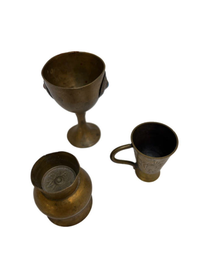 PİRİNÇ ÜÇLÜ KUPA VE KADEH TAKIMI