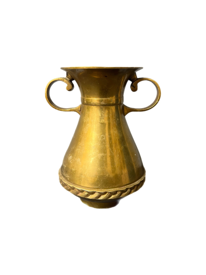 EL YAPIMI PİRİNÇ KULPLU VAZO