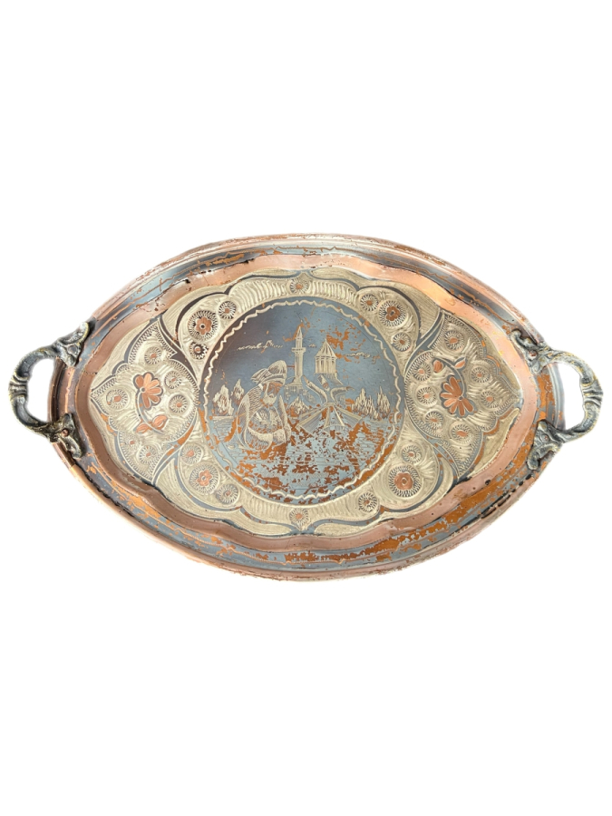 OSMANLI TARZI EL İŞİ BAKIR SERVİS TEPSİSİ