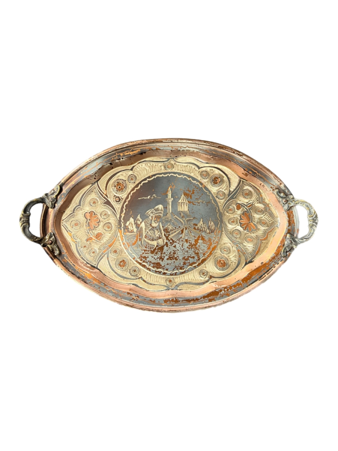 OSMANLI TARZI EL İŞİ BAKIR SERVİS TEPSİSİ