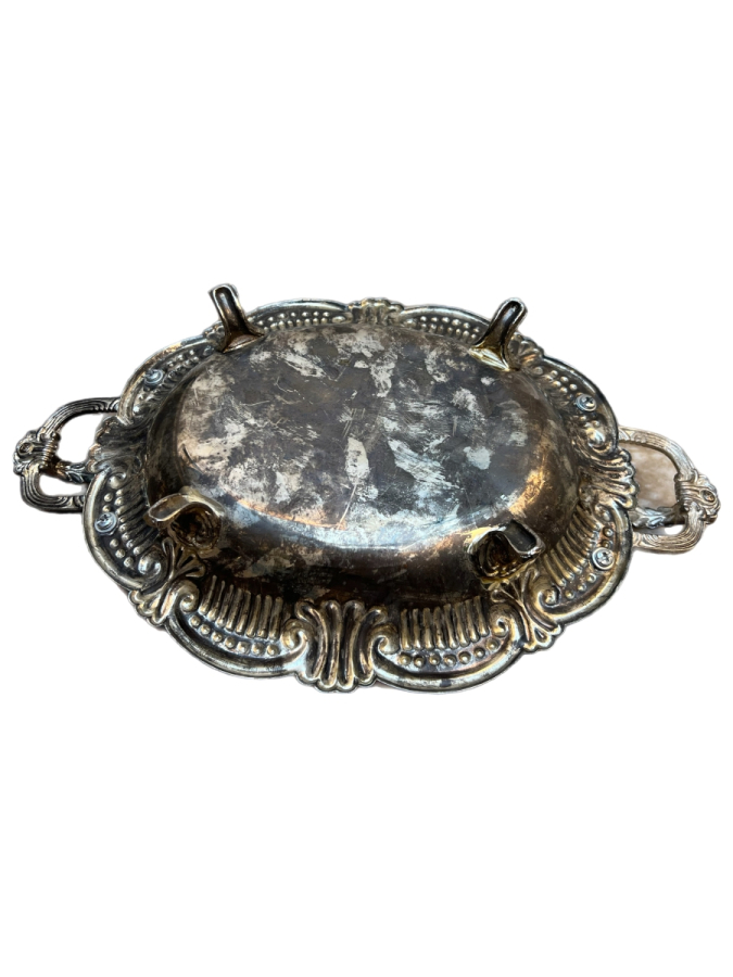 ANTİKA GÜMÜŞ KAPLAMA KULPLU SUNUMLUK