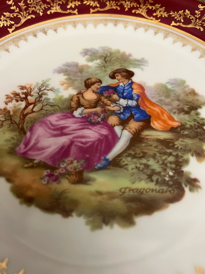 LİMOGES FRAGONARD SAHNELİ PORSELEN TABAK