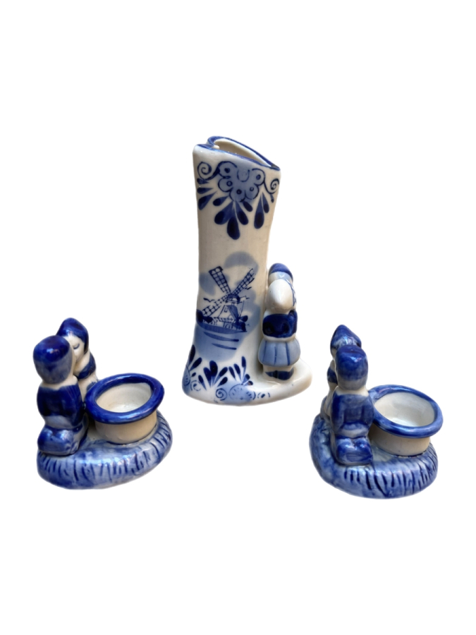 DELFT TARZI MAVİ BEYAZ PORSELEN 3’LÜ TAKIM