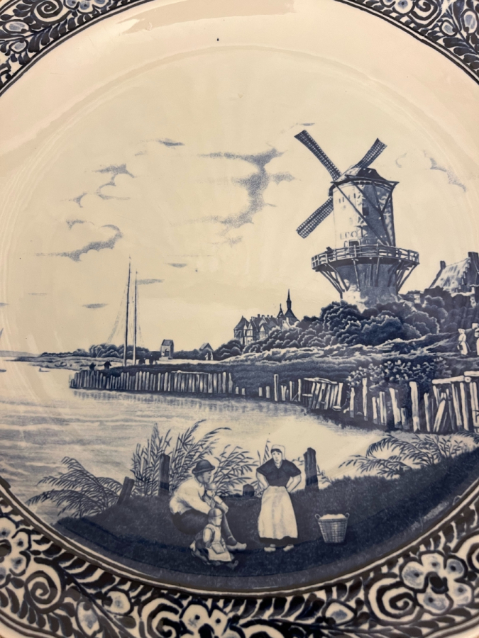 DELFTS HOLLAND EL BOYAMA BÜYÜK BOY PEYZAJ SAHNELİ PORSELEN TABAK