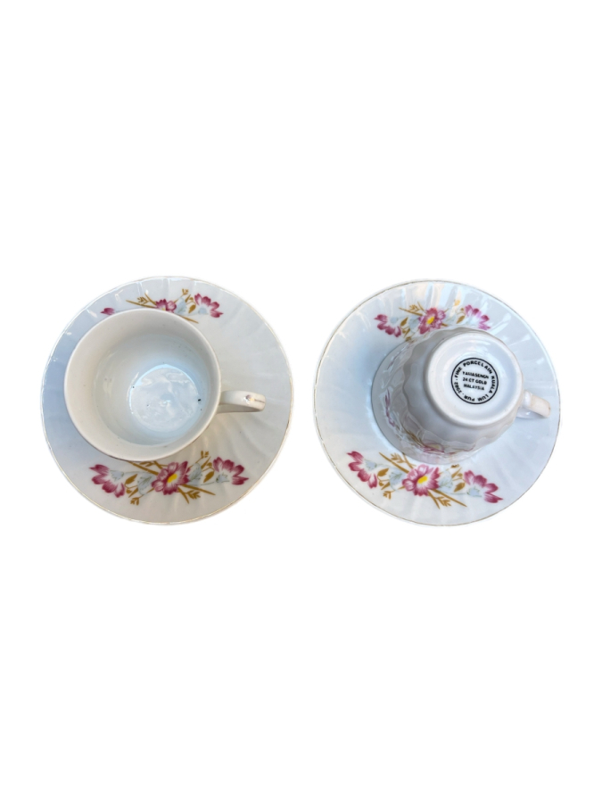 EL BOYAMA  24 KARAT ALTIN YALDIZLARLA DETAYLANMIŞ ÇİFT FİNCAN