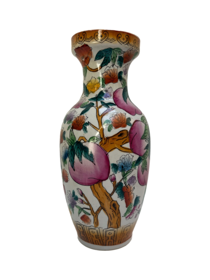 RENKLİ EL BOYAMASI DETAYLARLA BEZELİ ÇİN PORSELEN VAZO