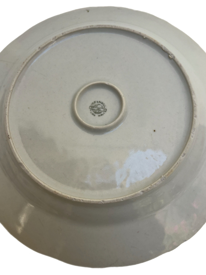 İSTANBUL PORSELEN DAMGALI KABARTMA KENARLI GÜL DESENLİ TABAK