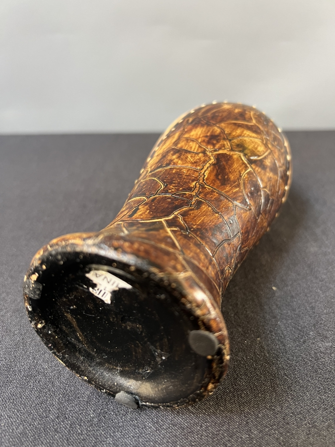 EL YAPIMI YAKMA DESENLİ AHSAP VAZO