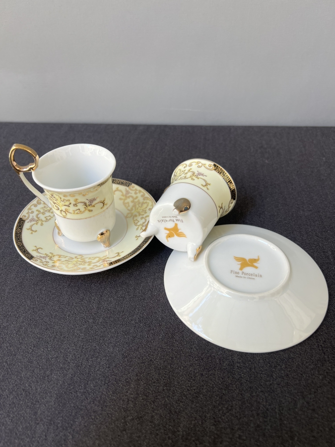 İKİLİ FİNE PORCELAIN ALTIN YALDIZLI KAHVE FİNCAN TAKIMI