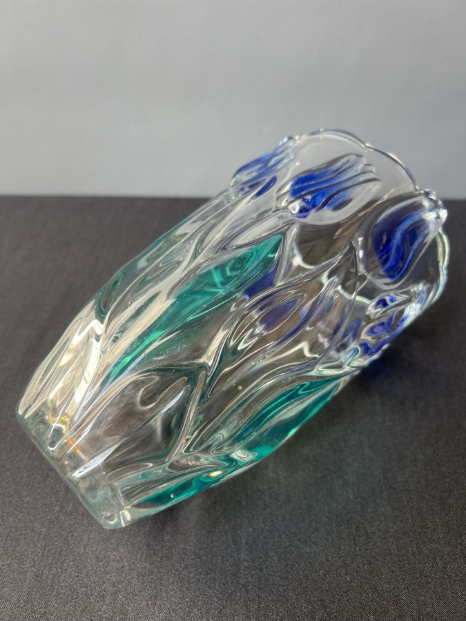 MAVİ LALE DESENLİ CAM VAZO