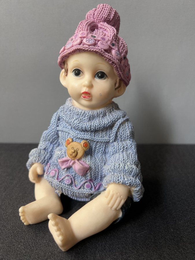 SERAMİK PEMBE BERELİ BEBEK FİGÜRÜ