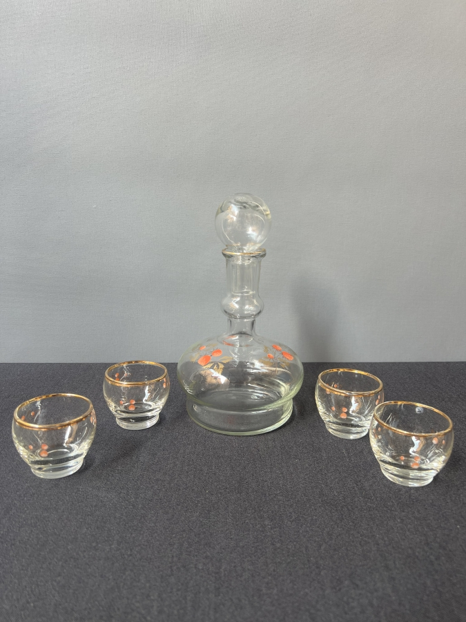 EL BOYAMASI DETAYLI CAM KARAFLA 4’LÜ KADEH TAKIMI