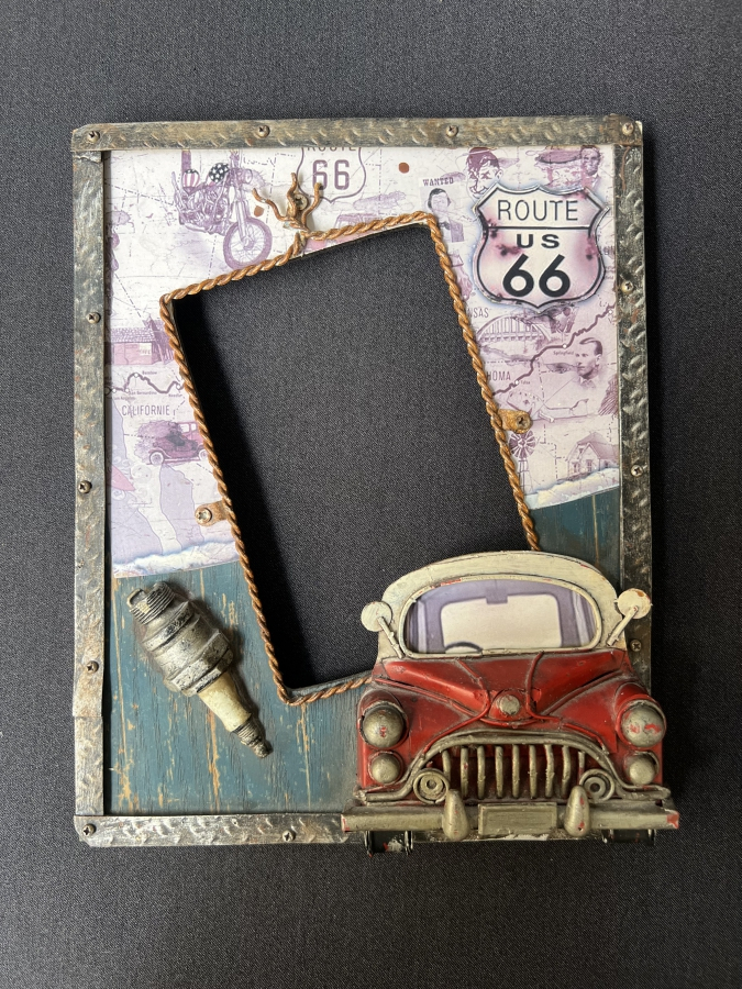 ROUTE 66 METAL KABARTMA FOTOĞRAF ÇERÇEVESİ
