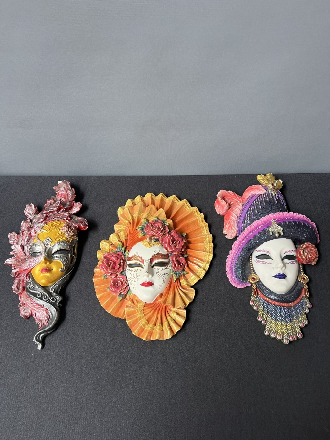 3 ADET EL BOYAMA SERAMİK VENEDİK MASKESİ