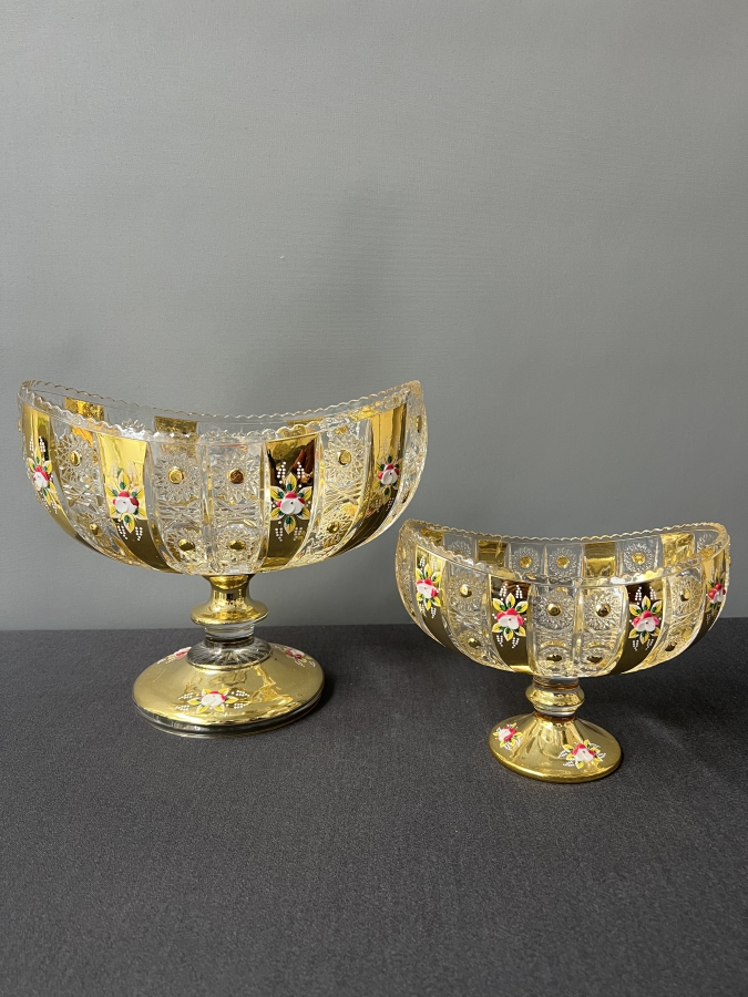 İKİLİ ALTIN YALDIZLI AYAKLI KASE